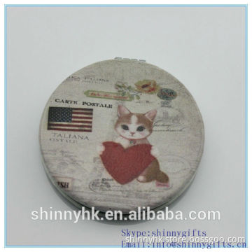 Factory direct selling new compact mirrors/ wholesale cute cat pattern pocket mirror